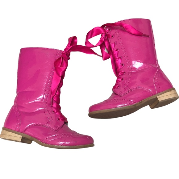 L'Amour Pink Patent Boots 9 - Picture 2 of 8